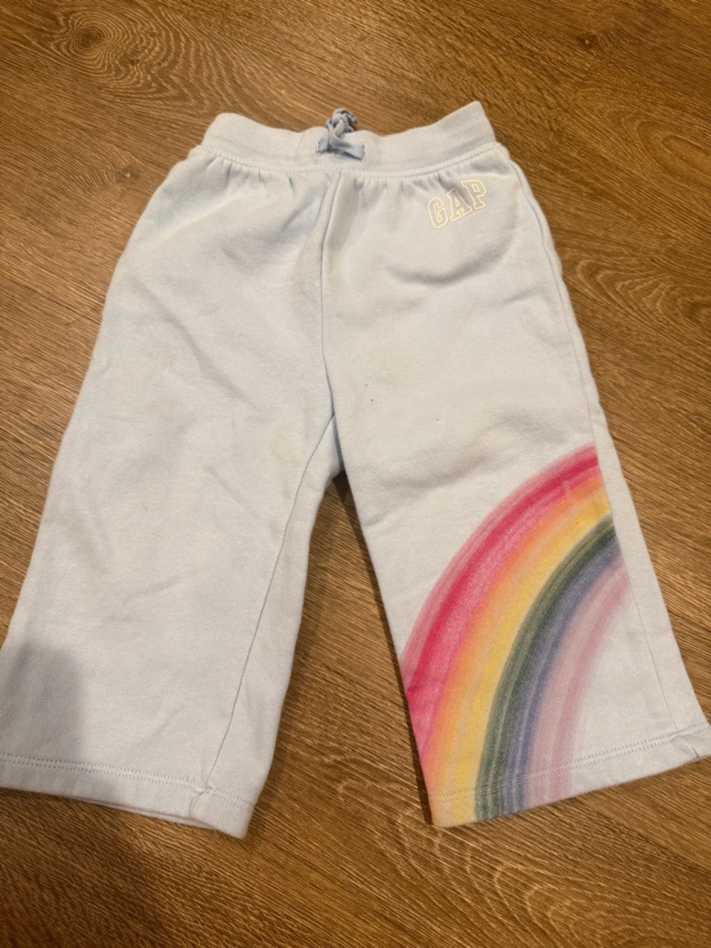 GAP Light Blue Kids Sweatpants with Rainbow Print